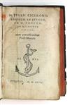 ALDINE PRESS  CICERO, MARCUS TULLIUS. Epistolae ad Atticum, ad M. Brutum, ad Quinctum fratrem.  1558 [i. e., 1559]